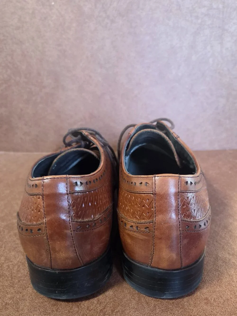 Stacy Adams Men's 25010-211 Cognac Brown Wingtip Leather Shoe Men's 10.5 W